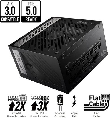 MSI MPG A1000G PCIE5 1000W Netzteil ATX 3.1 80 Plus Gold vollmodular 12V-2x6
