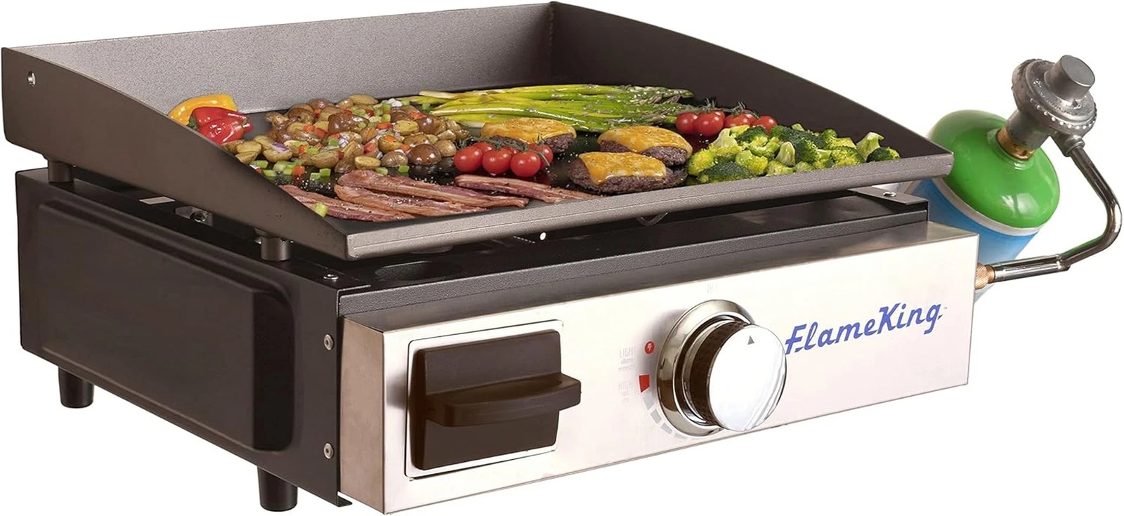 Flat Top Portable Propane Cast Iron Grill Griddle Tabletop for Outdoor Camping,