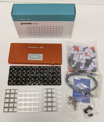 Massdrop x OLKB Preonic Mechanical Keyboard DIY Kit Orange w/ Keycaps   New