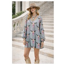Show Me Your Mumu Donna Michelle Tunic Dress Size M boho bull skull Horn western