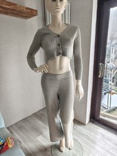 Shein women grey knitted Suit Co Ord Set Size L