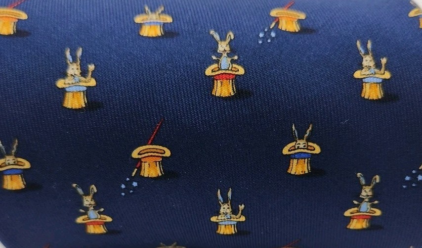 Salvatore Ferragamo Men's Tie Navy Blue With Rabbits In Hats  Apx.  59