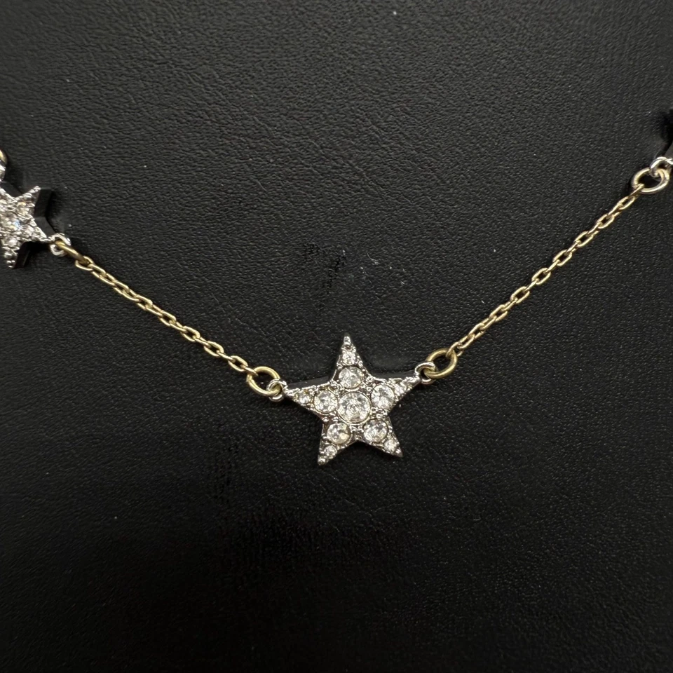 Collar Cadena Estación Estrella Estrás Transparente Banana Republic Tono Dorado Plateado Foto 3 de 4