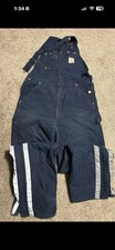 Carhartt Insulated Bib Overalls Men s 34x34 Navy Blue Reflective USA Made Work