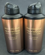 2 Bath  Body Works MAHOGANY TEAKWOOD Body Spray for Men 3.7oz BBW
