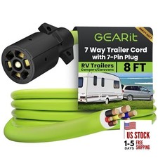 7 Way Trailer Cord (8 Feet) 7-Pin Plug 8 Feet (Without Junction Box) Green