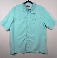 Habit Men  s Fishing Shirt Short Sleeve Vented 40 Solar Factor Size M Teal