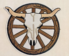 Cowboy Western Cow Skull Embroidered Iron-On/Sew-On Patch NEW
