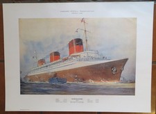 NORMANDIE French Line Colorful Lithograph