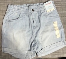 Cat  Jack Girls Size XL 14/16 High-Rise Paperbag Shorts Blue Stripe