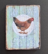 Schild, Werbeschild "FARM FRESH EGGS" , Holz, 1:12, Puppenstube
