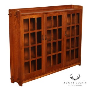 Stickley Mission Collection Cherry Three Door Bookcase