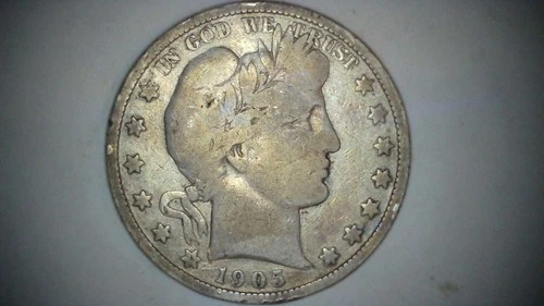 1905 S Barber Half Dollar - 90% Silver LITY Visible VG See Pics
