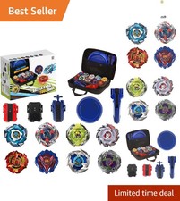 12 Burst Spinning Tops Toy Set with 2 Launchers for Kids Aged 6-12 - Gift Ready