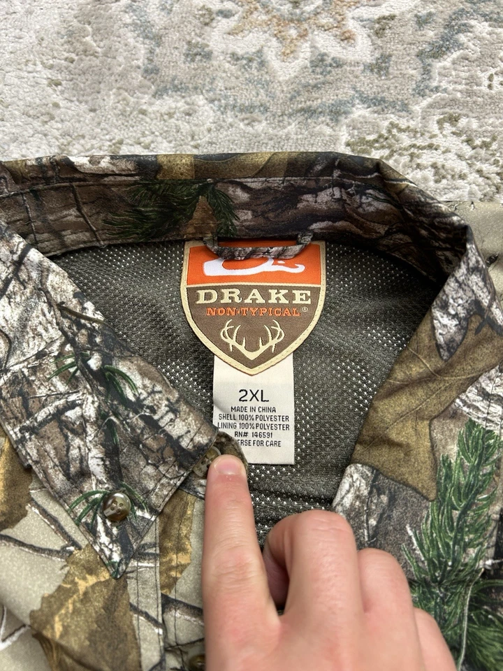 DRAKE NON-TYPICAL DURA-LITE SHORT SLEEVE CAMO SHIRT AGION ACTIVE Men’s XXL - Image 3 of 4