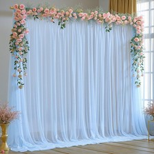 Baby Blue Sheer Tulle Photography Backdrop Curtains Ceiling Drapes 10x10 2 PCS