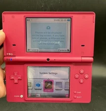 Nintendo NSi  Pink Console With Games Case  and USB Charger Tested WORKS