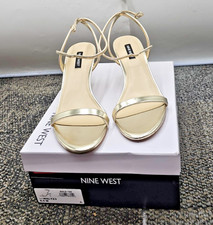 NINE WEST Waltz Women's Ankle Strap Dress Sandals Gold Size 8.5M wnWALTZ3