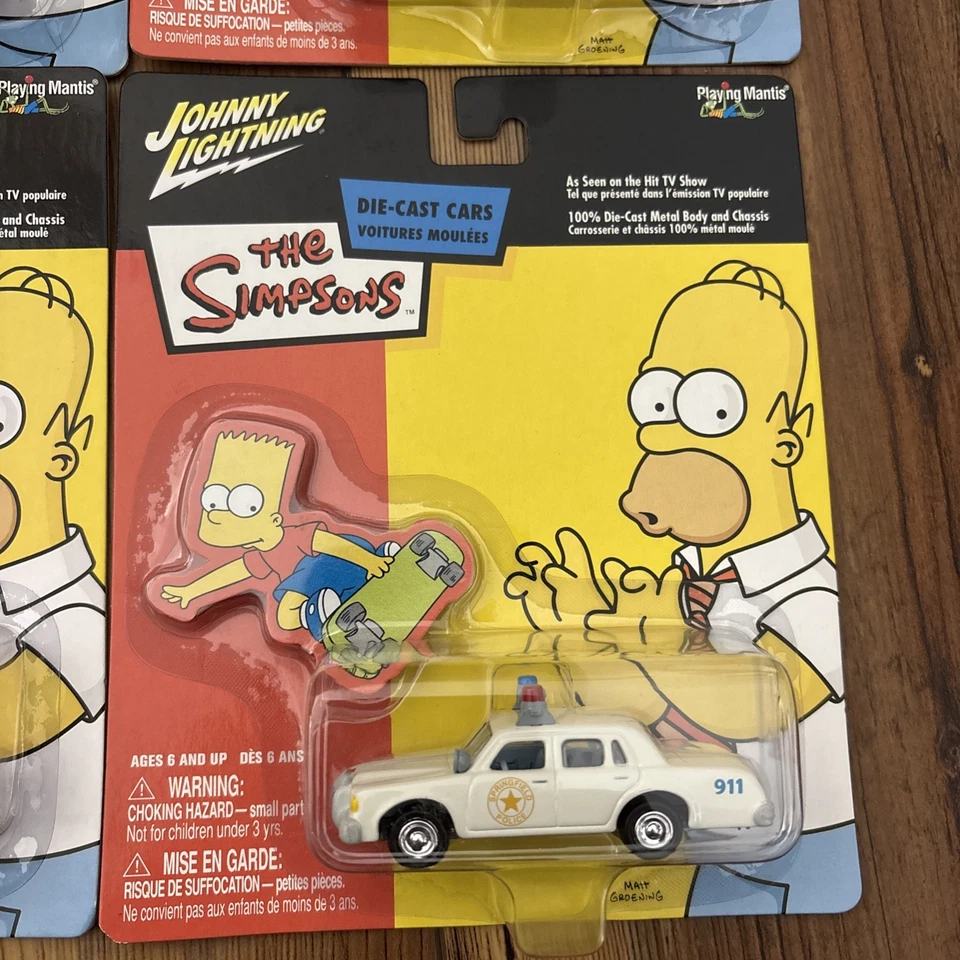 Johnny Lightning The Simpsons Set Of 4 Die-cast Cars - All New Sealed on Cards - Image 4 of 4