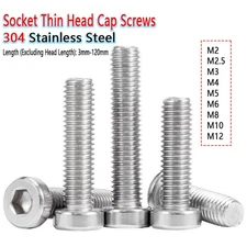M3-M10 Socket Thin/Low/Short Head Cap Screws A2 Stainless Allen Hex Bolt DIN7984