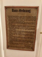 Antikes Hausordnung Schild Blechschild Original um 1900