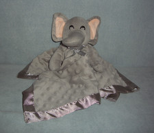 Pro Goleem Gray Elephant Lovey Security Blanket Minky Dot Satin 16"