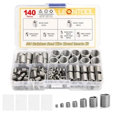 LEONTOOL 140 Pcs 304 Stainless Steel Wire Thread Inserts Steel Sheath Helical...