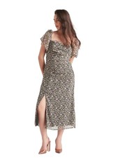 BLACK TAPE Womens Black Draped Lined Pouf Sleeve Short Party Fit + Flare Dress S