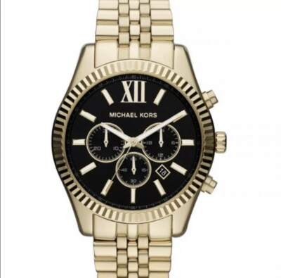 Men's Chronograph Lexington Gold-Tone Stainless Steel Bracelet Watch 45mm MK8286
