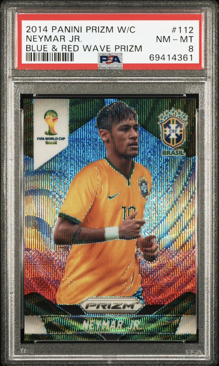 2014 PANINI PRIZM WORLD CUP #112 NEYMAR JR. BLUE & RED WAVE PRIZMS