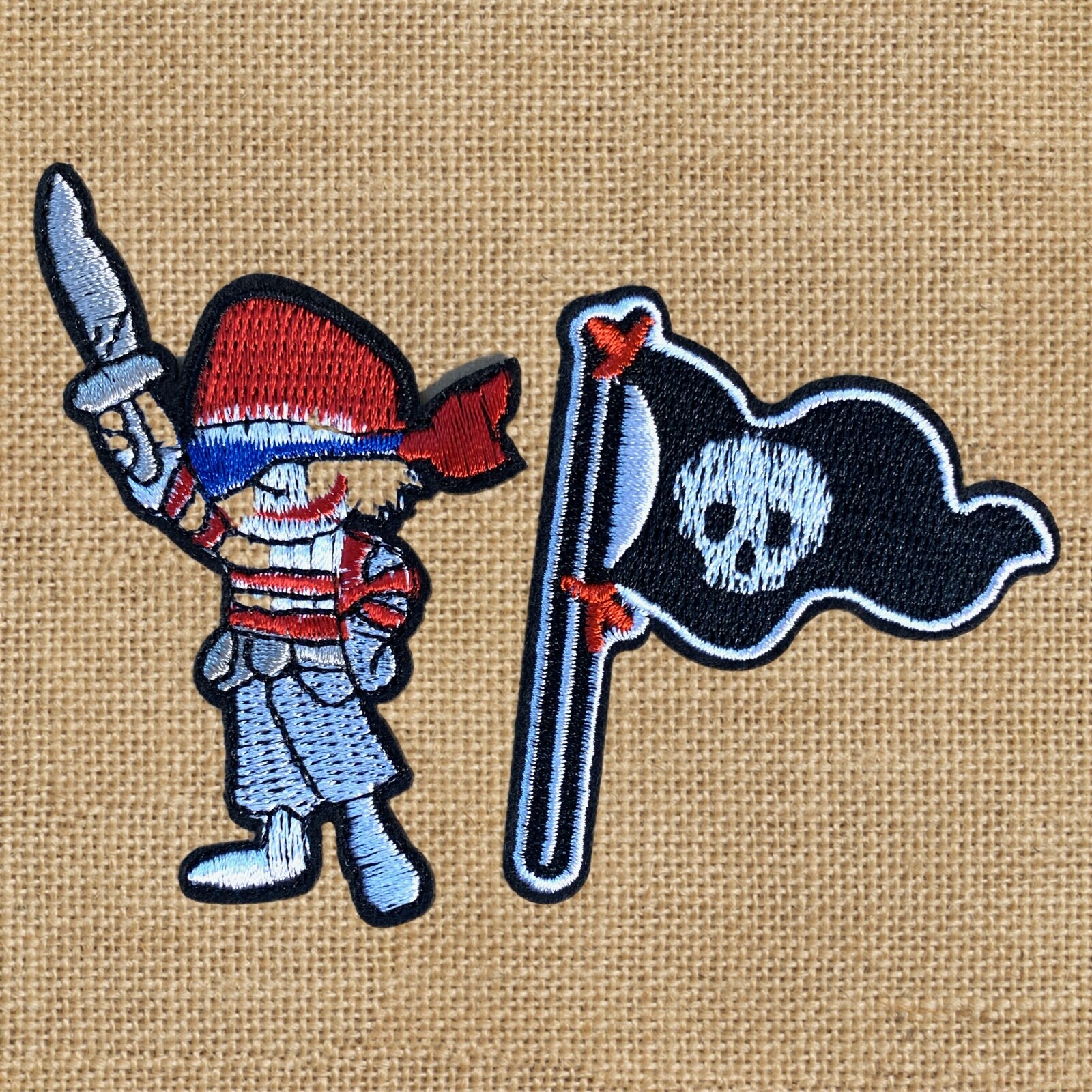 2pc Pirate & Flag Embroidered Patch Cloth Iron On Applique craft sewing ...