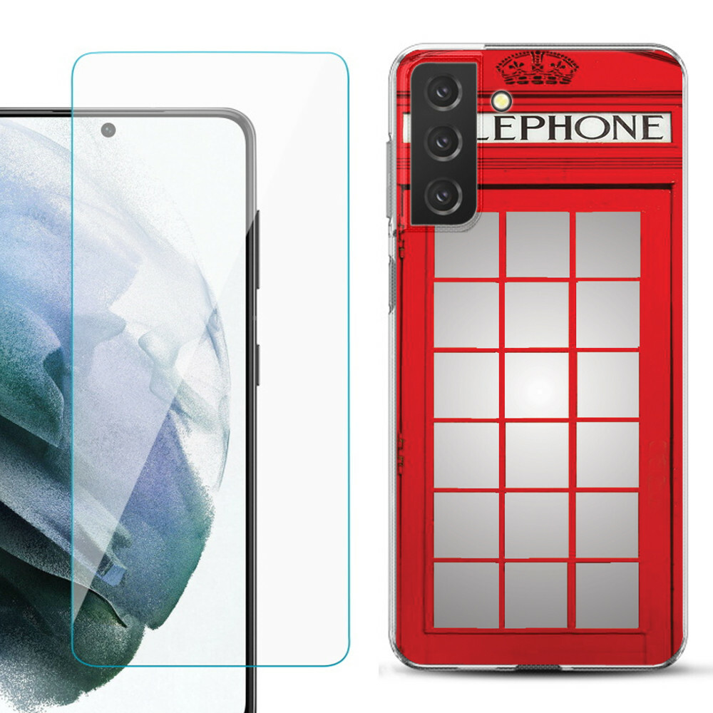 TPU Case for Samsung Galaxy S21 FE 5G, w/ Tempered Glass PhoneBooth Red