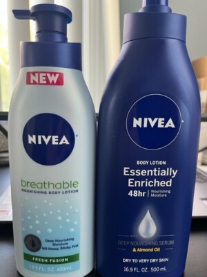 Nivea body lotion (2):  One 13.5oz breathable and one 16.9 oz enriched