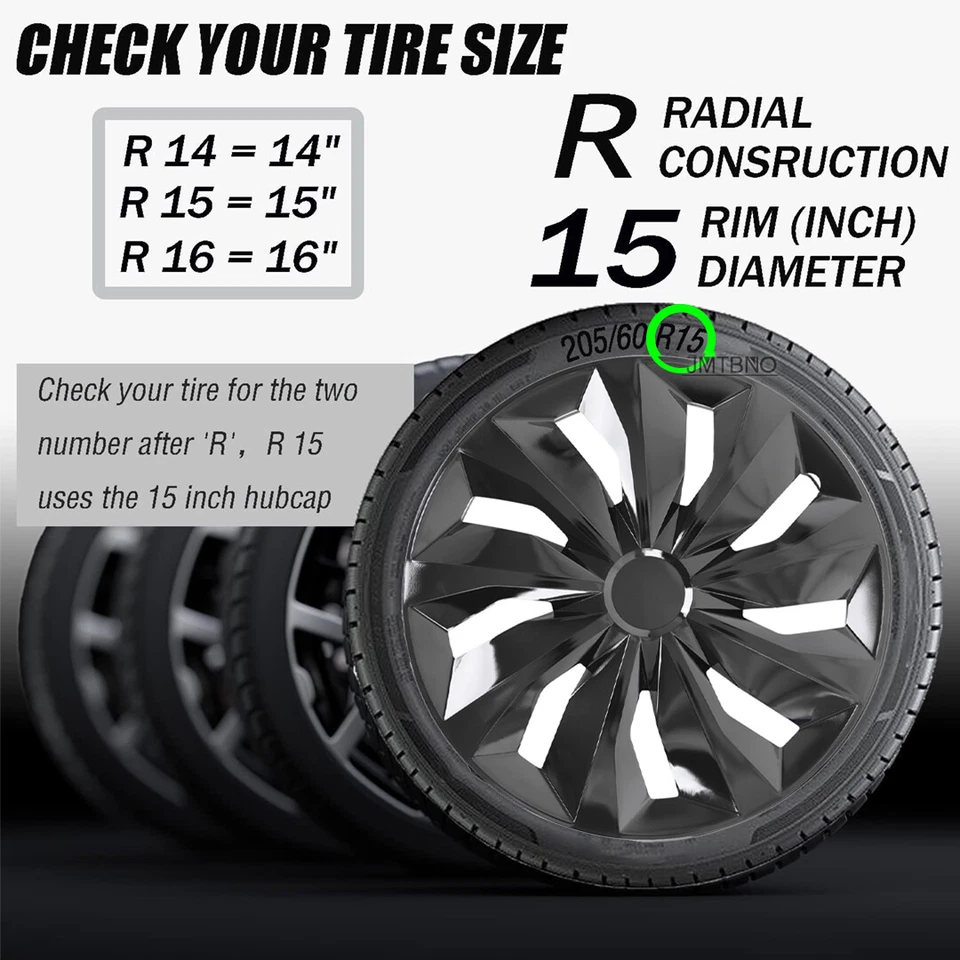 Колпаки колес защелкивающиеся для Mercury Villager 1993-2002 4x 15 дюймов подходят для стального обода - Изображение 3 из 4