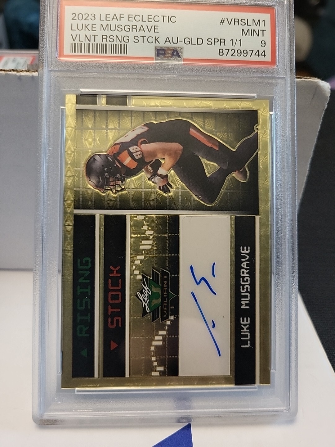 Luke Musgrave Leaf Eclectic Valiant Rising Stock Autographs #VRSLM1 Gold Super 1/1