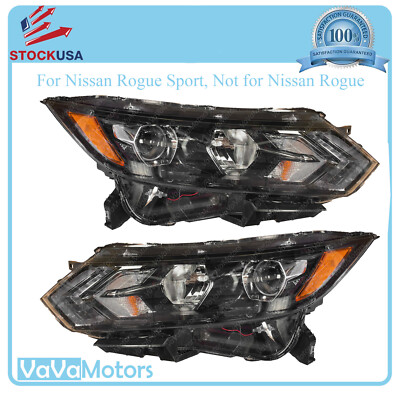 Fits 2020 2021 2022 Rogue Sport Halogen W/LED Projector Headlight Right Left 2pc