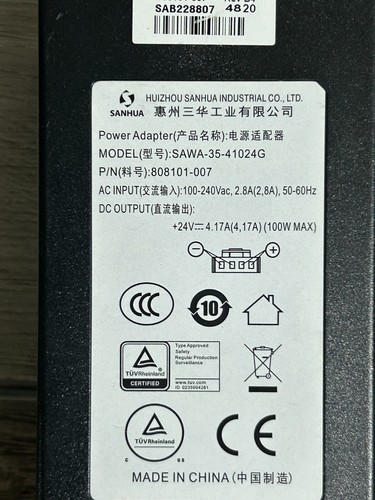 Zebra ZT230 Printer Direct Thermal AC Adapter SAWA-35-41024G PN# 808101-007 - 第 3/4 張圖片