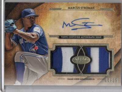 2017 Topps Tier One Relic 4/25 Marcus Stroman  #AT1DRM-MST Auto Patch Blue Jays