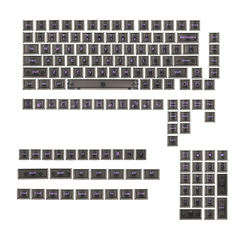 152PCS Black Translucent Mechanical Keyboard Keycaps for Enhanced Gaming Experience