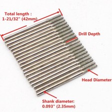 Lapidary Diamond Drill Bits 0.4-2.0 mm Carving Burrs for Dremel Pack of 30Pcs
