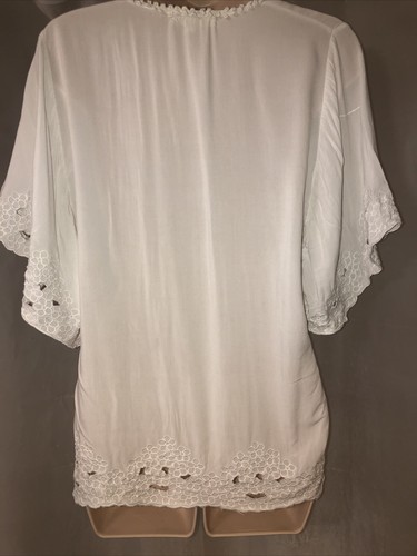 Womens Loose Super Soft Altar’d State White/cream Blouse Top Sz L Wide Sleeve - Picture 8 of 9