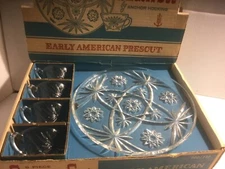 Vintage Snack 8 Piece Set  Plate Cup Clear Tea Party Dessert Anchor Hocking