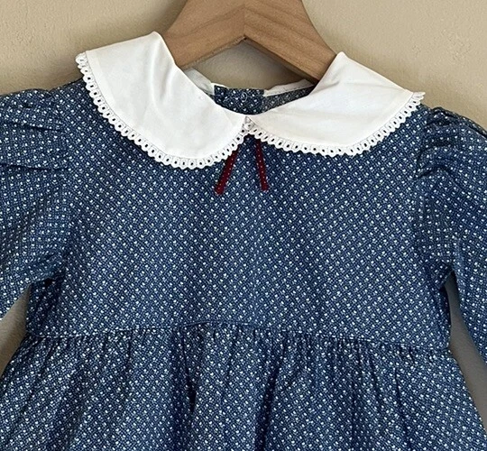 Vestido Delantal Vintage Niñas Jersey Estampado Oveja Delantal Talla 3 3T Cottagecore Foto 4 de 4