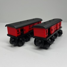 Wooden Railway Compatible 2 Red Box Car Trains Custom Made Thomas Train