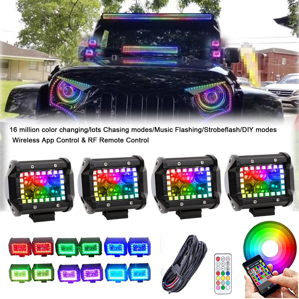 Marker Lights White White LED Flush Mount Spot Light Kit For Cars, Trucks, SUVs - Side Markers & Grille Lights 3 In Flush Mount Led Lights - Foto 2