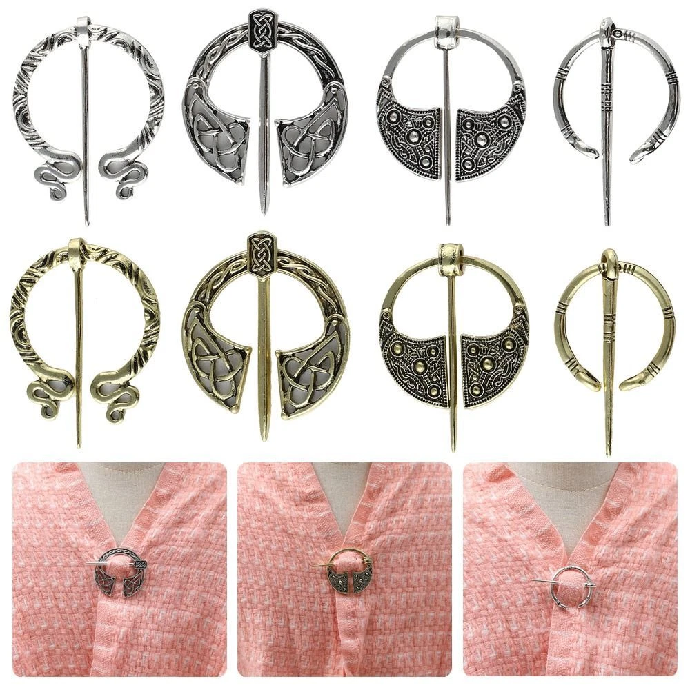Alloy Scarf Brooch Silver Gold Shawl Pin Vintage Viking Brooch Men Women