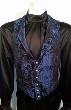 SHRINE ARISTOCRAT VICTORIAN BLUE TAPESTRY GOTHIC VEST JACKET VAMPIRE STEAMPUNK
