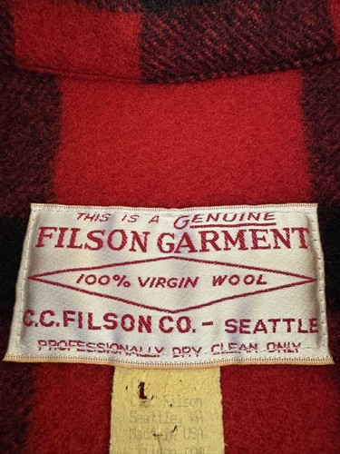 Filson Garment Mackinaw Wool Vintage Cruiser Jacket Size 34, Red Black Check - Picture 3 of 4