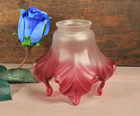 Antique French Cranberry Glass Lamp Shade Flower Petals Art Nouveau c1910