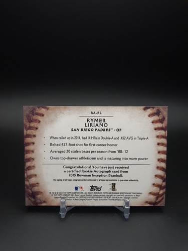 2015 Bowman Inception Rookie Auto Rymer Liriano #RA-RL Auto RC - Picture 2 of 2